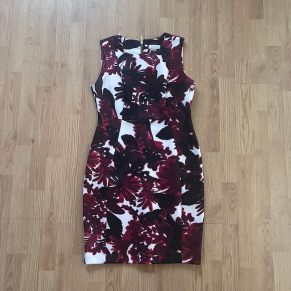 Calvin Klein Dress Floral Red & Black 12P - Picture 1 of 6